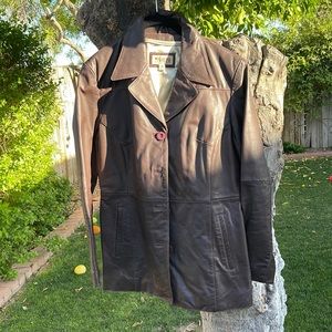 wilson’s leather brown and cream jacket, size medium